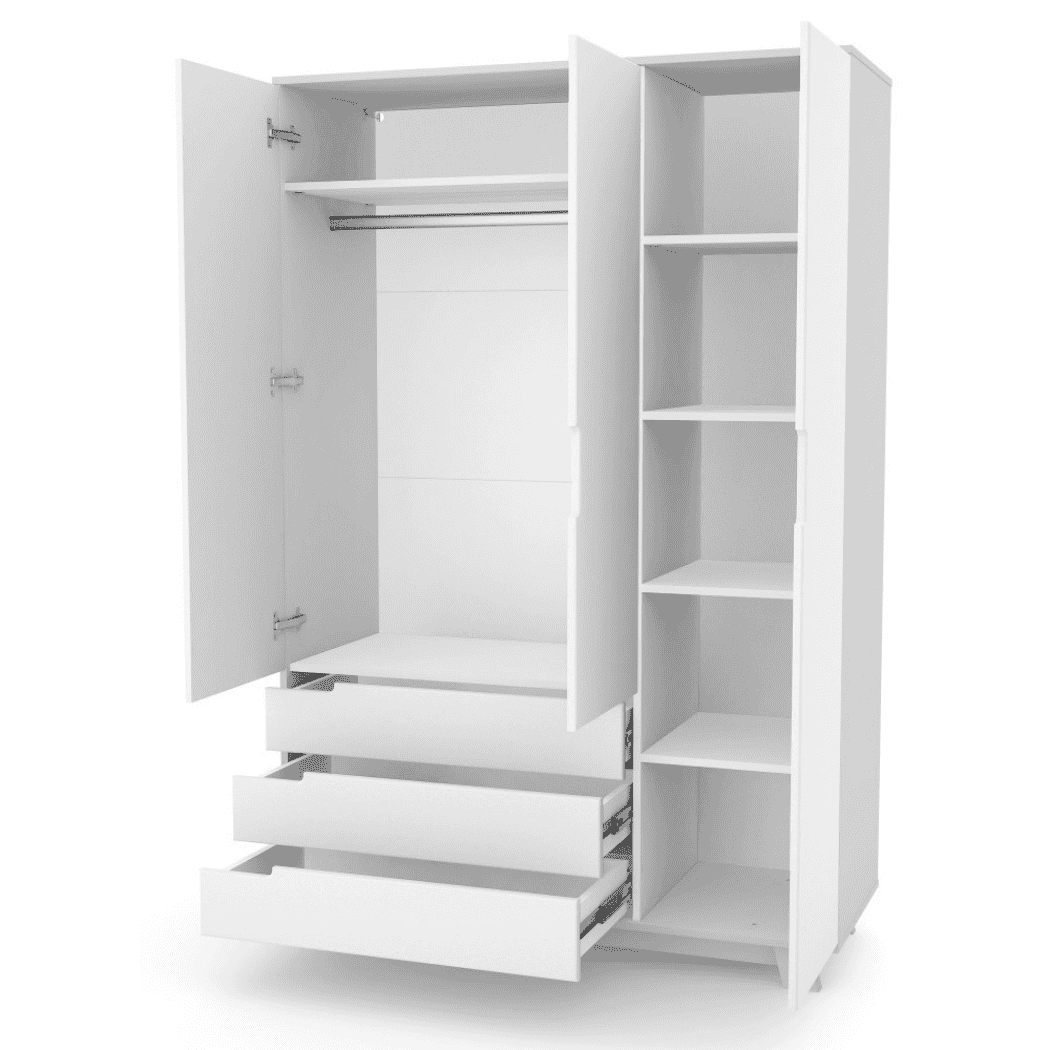 Dětska šatní skřín Lussi 1200 Gekko Kids, Bílá / Šedá